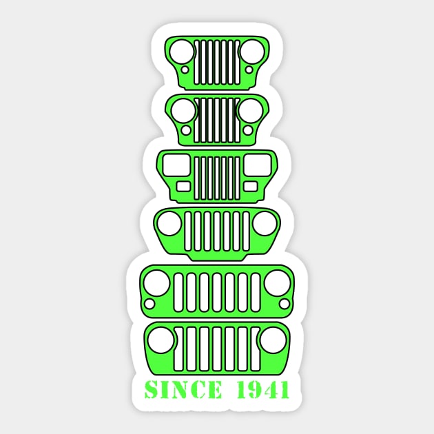Jeep Grills Lime Green Logo Sticker by Caloosa Jeepers 